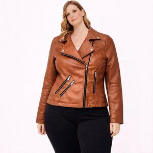 Coffee Shop New York  jacket vegan leather cropped bomber brown Size: S